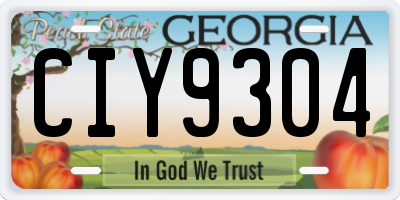 GA license plate CIY9304