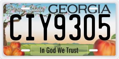 GA license plate CIY9305