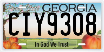 GA license plate CIY9308