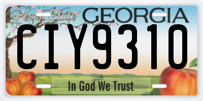 GA license plate CIY9310