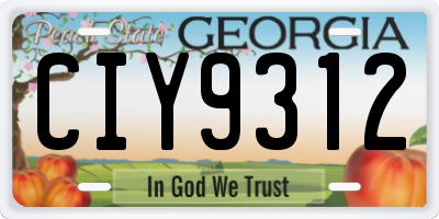 GA license plate CIY9312