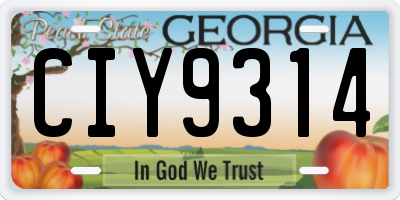 GA license plate CIY9314
