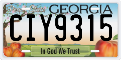 GA license plate CIY9315