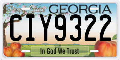 GA license plate CIY9322