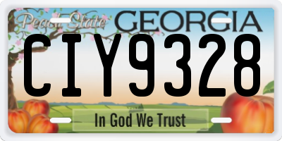 GA license plate CIY9328