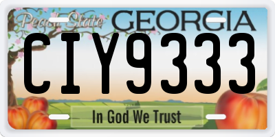 GA license plate CIY9333