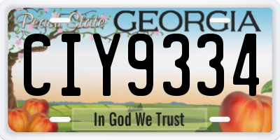 GA license plate CIY9334