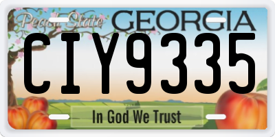 GA license plate CIY9335