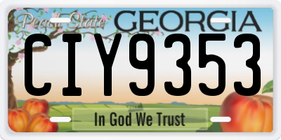 GA license plate CIY9353