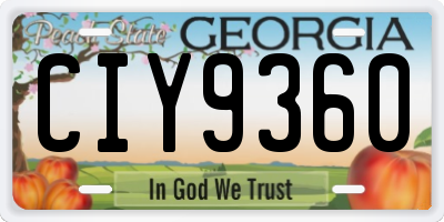 GA license plate CIY9360