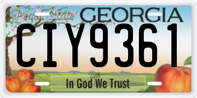 GA license plate CIY9361