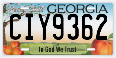 GA license plate CIY9362