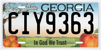 GA license plate CIY9363