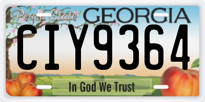 GA license plate CIY9364