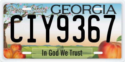GA license plate CIY9367