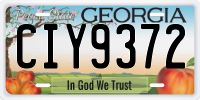 GA license plate CIY9372