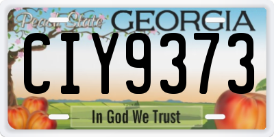 GA license plate CIY9373