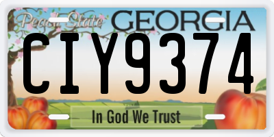 GA license plate CIY9374