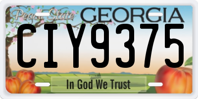 GA license plate CIY9375
