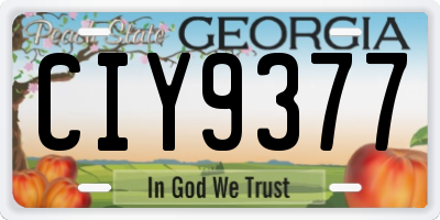 GA license plate CIY9377