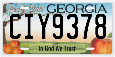 GA license plate CIY9378