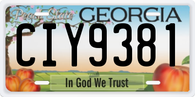GA license plate CIY9381