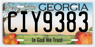 GA license plate CIY9383
