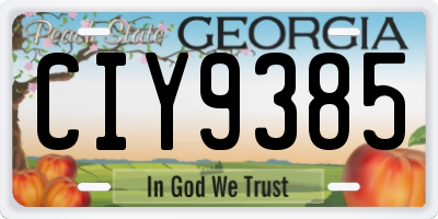 GA license plate CIY9385
