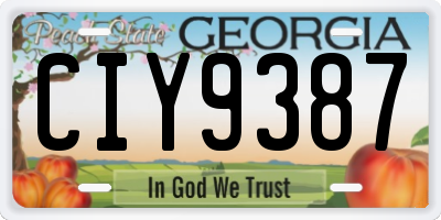 GA license plate CIY9387