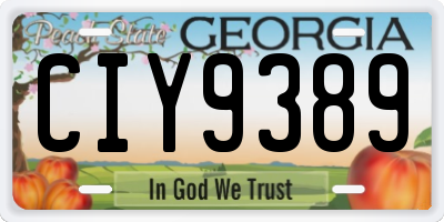 GA license plate CIY9389