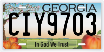 GA license plate CIY9703