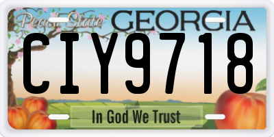 GA license plate CIY9718