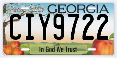 GA license plate CIY9722