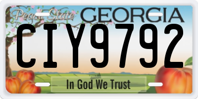 GA license plate CIY9792