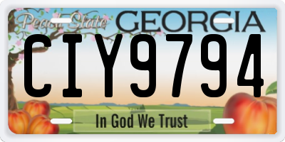 GA license plate CIY9794