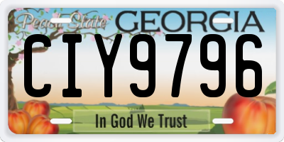 GA license plate CIY9796