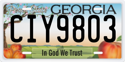 GA license plate CIY9803