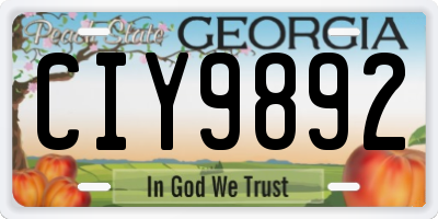 GA license plate CIY9892