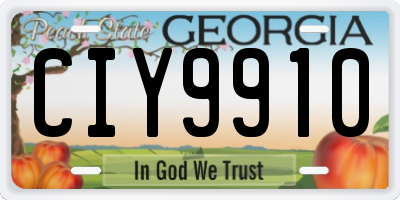 GA license plate CIY9910