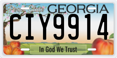 GA license plate CIY9914