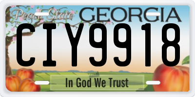 GA license plate CIY9918