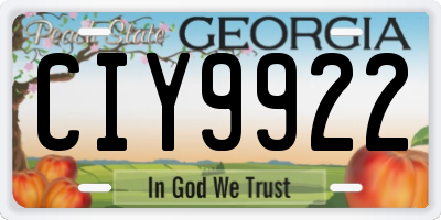 GA license plate CIY9922