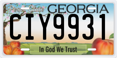 GA license plate CIY9931