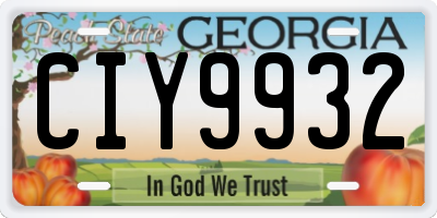 GA license plate CIY9932