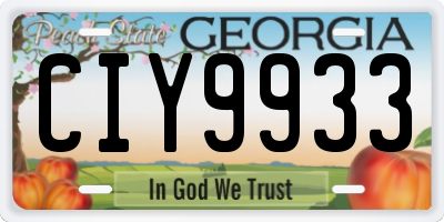GA license plate CIY9933