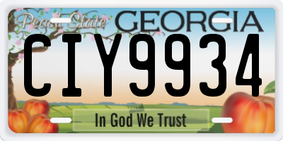 GA license plate CIY9934