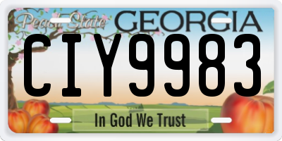 GA license plate CIY9983