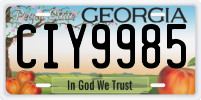 GA license plate CIY9985