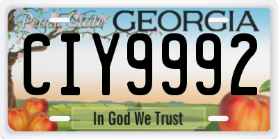 GA license plate CIY9992
