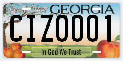 GA license plate CIZ0001